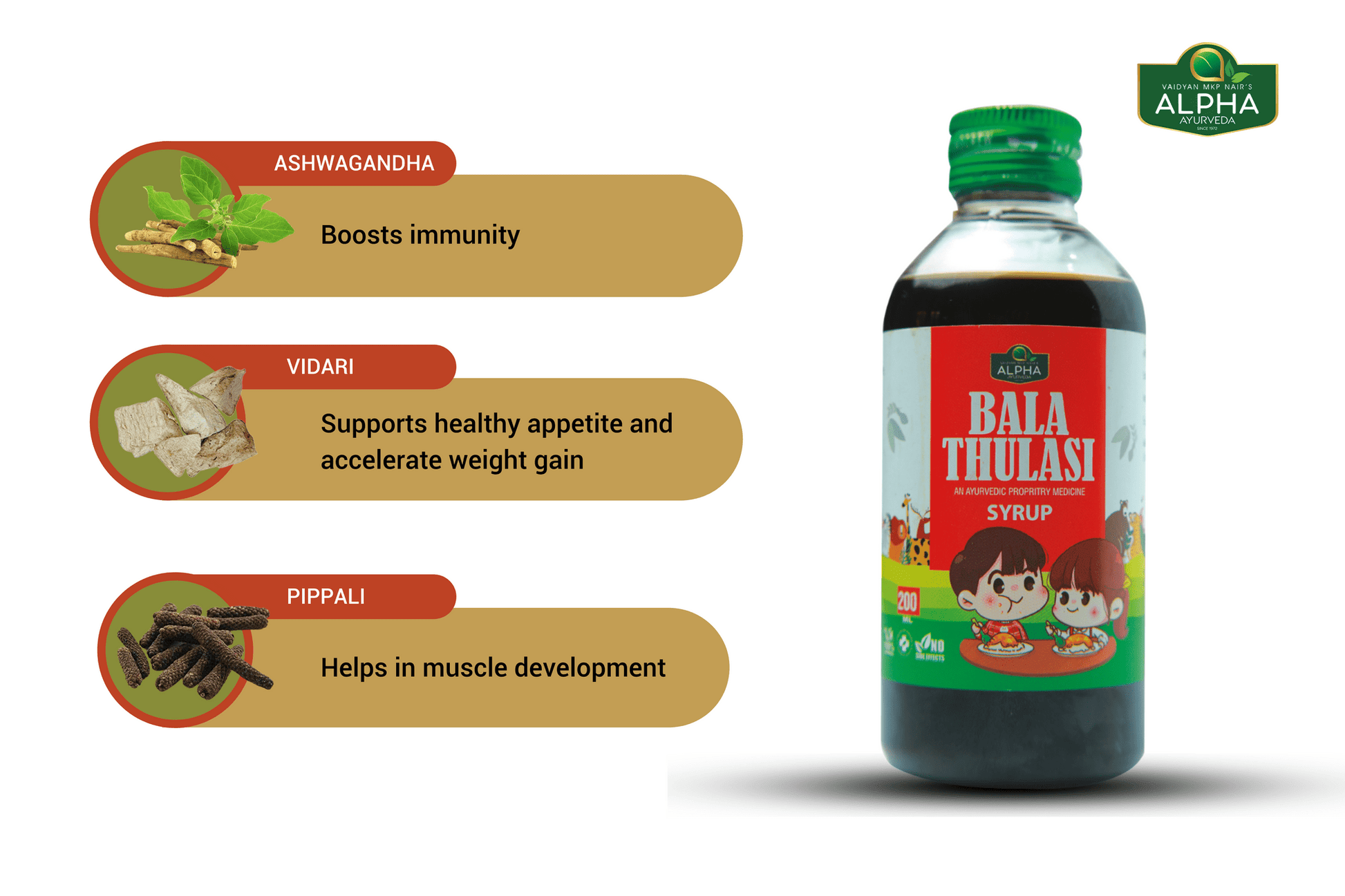 Ayurvedic solution to accelerate weight gain, muscle development, and boost immunity in children